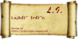 Lajkó Irén névjegykártya